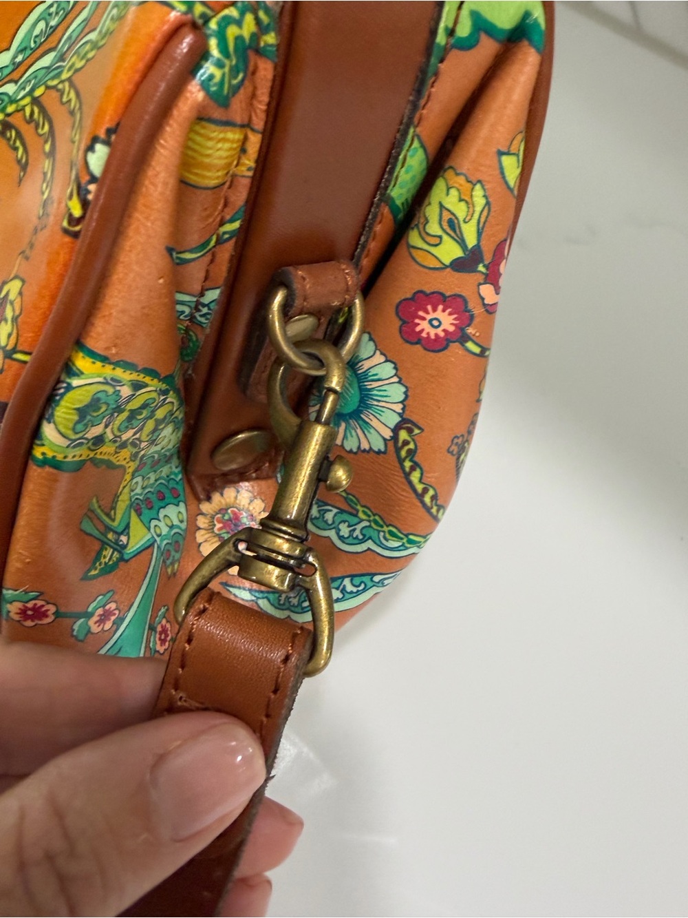 Patricia Nash Birds of Paradise Orange Top-Handle Bag Optional Shoulder Strap - Picture 4 of 8